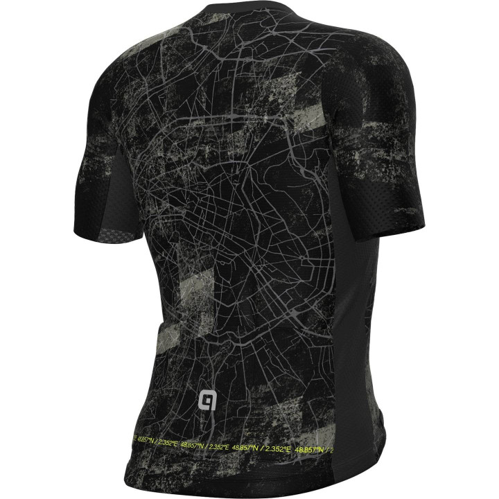 Maillot corto negro Town Paris de ALÉ: estilo y frescura para ciclistas urbanos