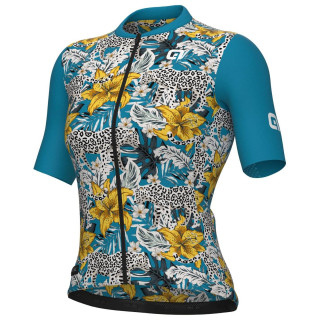 Maillot corto para mujer ALÉ Hibiscus verde: comodidad y estilo en cada pedalada