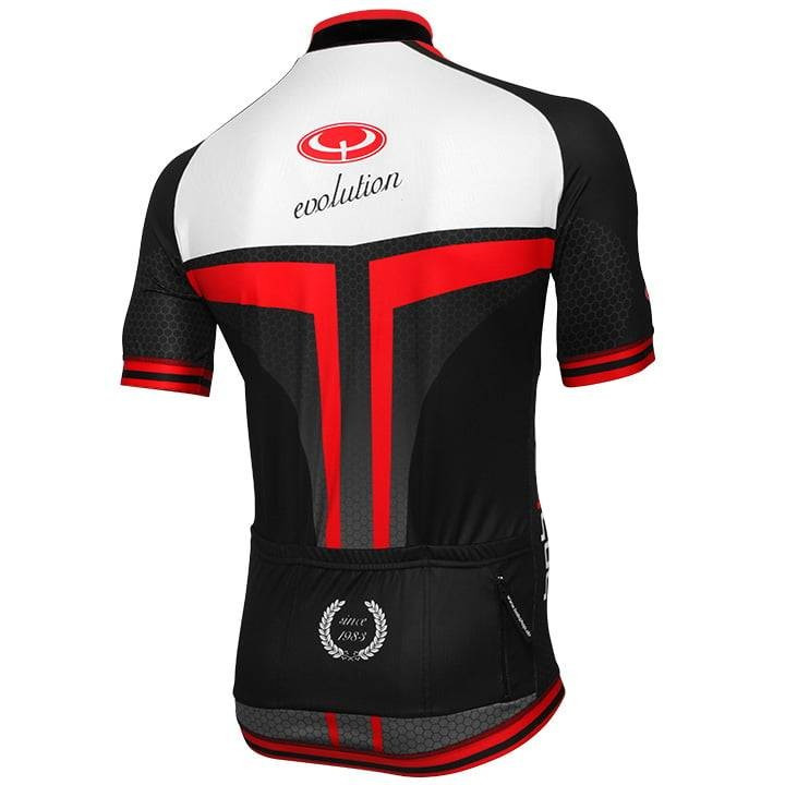 Maillot corto BOBTEAM Evolution 2.0 en rojo y negro, ideal para ciclistas en busca de comodidad y estilo