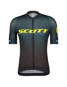 Maillot corto SCOTT RC Pro World Cup Edt. amarillo y negro, ideal para ciclistas activos