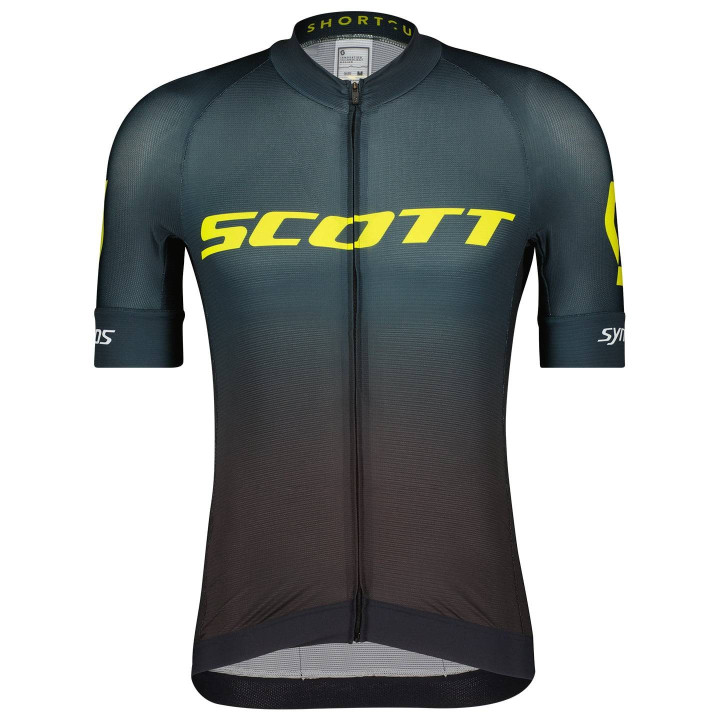 Maillot corto SCOTT RC Pro World Cup Edt. amarillo y negro, ideal para ciclistas activos