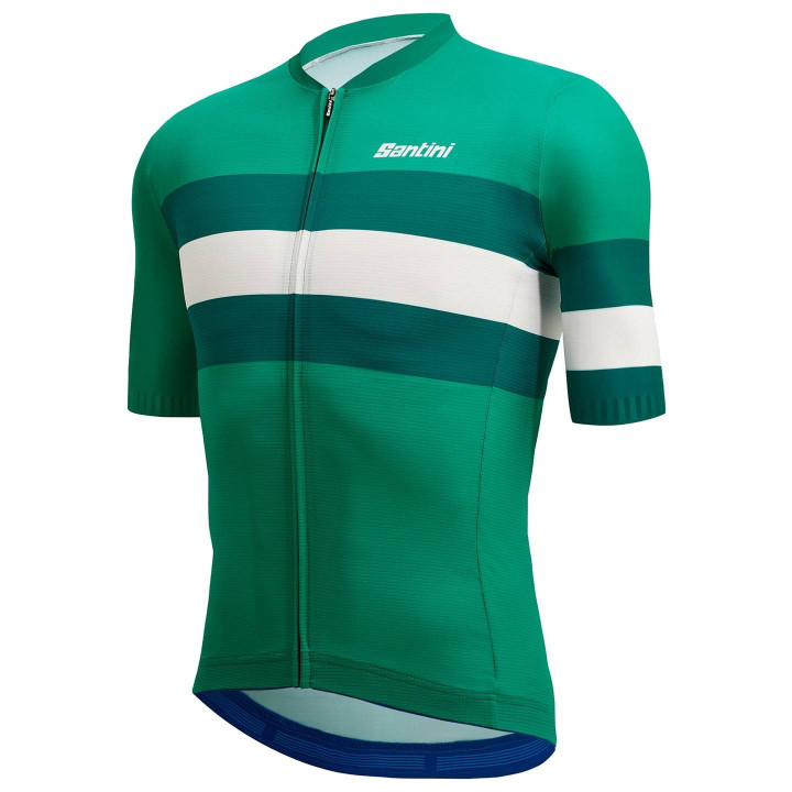 Maillot corto SANTINI Eco Sleek Bengal verde y blanco, comodidad y estilo para ciclistas