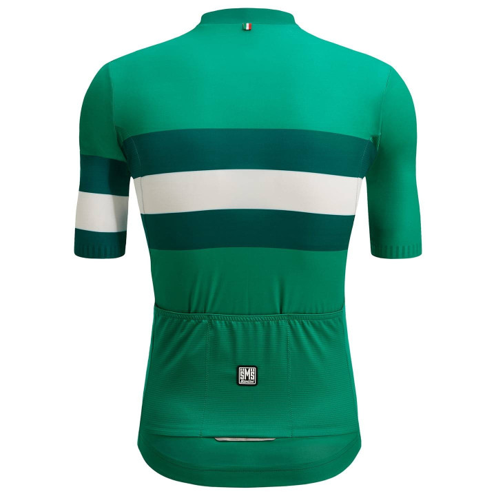 Maillot corto SANTINI Eco Sleek Bengal verde y blanco, comodidad y estilo para ciclistas