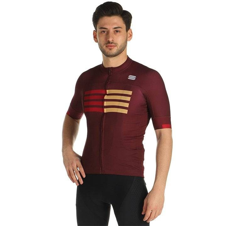 Maillot corto rojo y dorado SPORTFUL: comodidad y estilo para tus rutas en bici