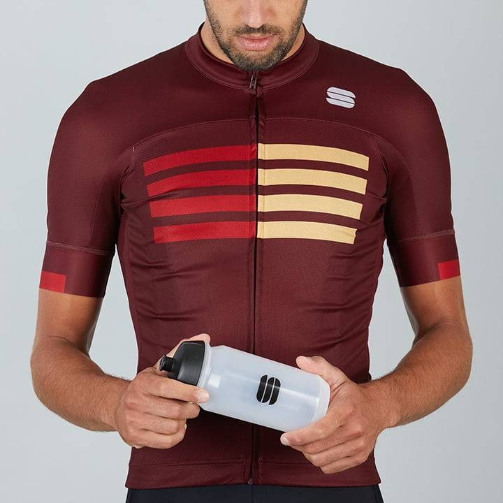 Maillot corto rojo y dorado SPORTFUL: comodidad y estilo para tus rutas en bici
