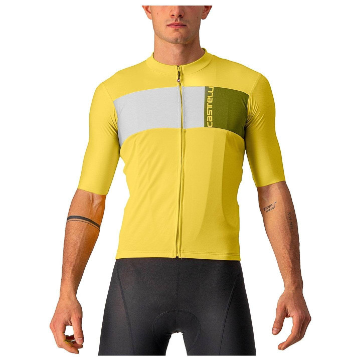 Maillot Prologo 7 amarillo y blanco de CASTELLI para ciclistas cómodos y frescos