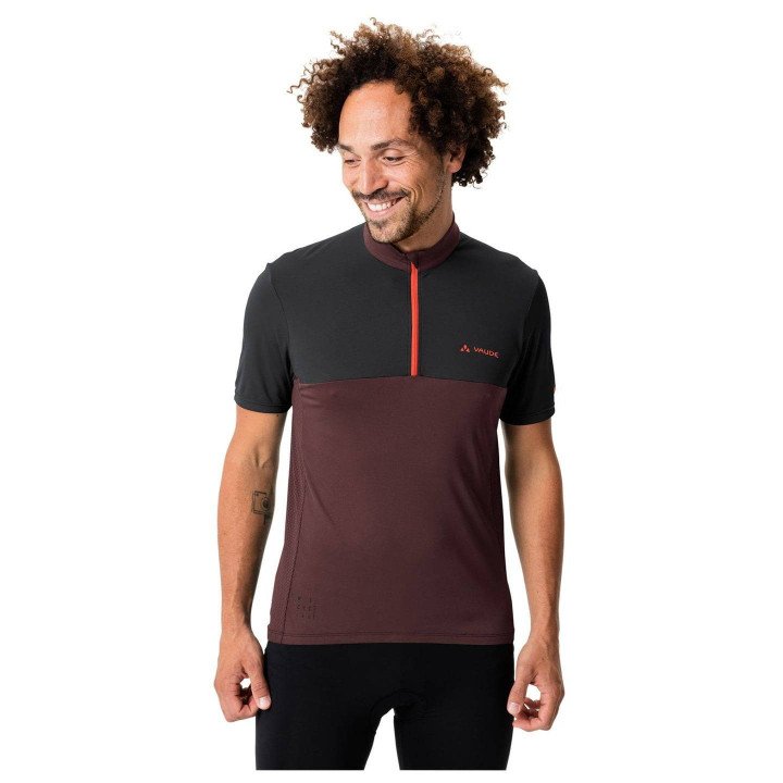 Maillot VAUDE Matera HZ rojo y negro: comodidad y estilo para tus rutas en bici