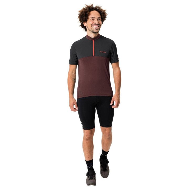 Maillot VAUDE Matera HZ rojo y negro: comodidad y estilo para tus rutas en bici
