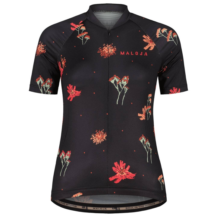 Maillot corto de ciclismo para mujer GanesM. AOP negro de MALOJA, comodidad y estilo en cada ruta