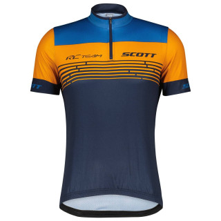 Maillot corto SCOTT RC Team 20 en naranja y azul, ideal para ciclistas activos