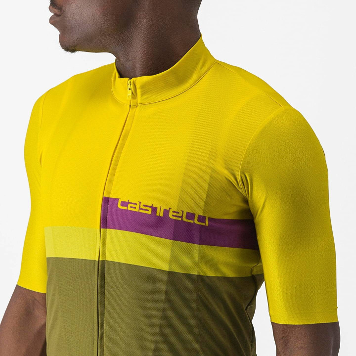 Maillot A Blocco amarillo y oliva de Castelli: comodidad y estilo para ciclistas