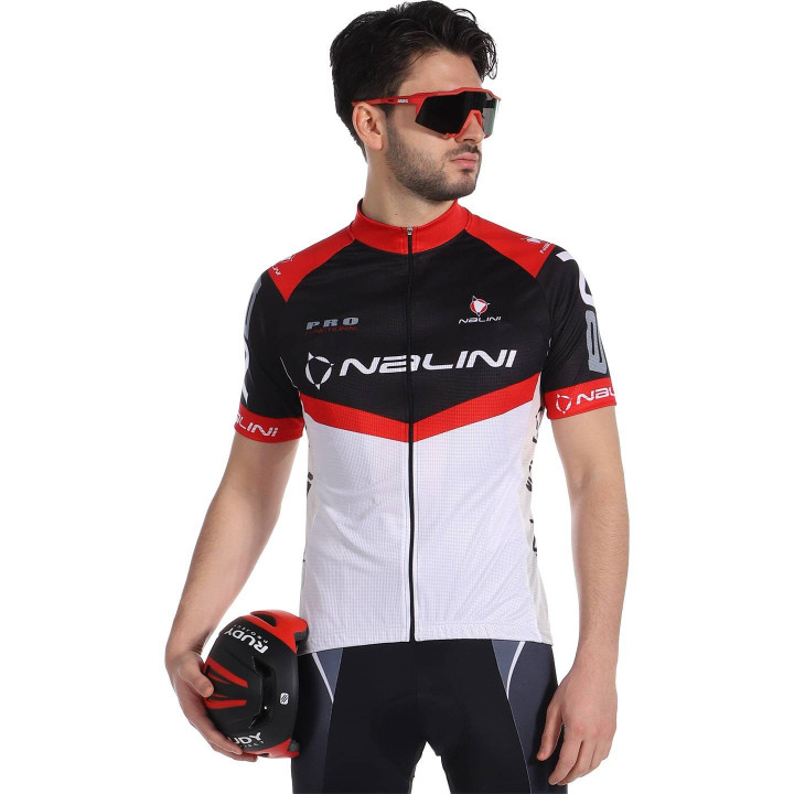 Maillot corto NALINI Rigel 2 en rojo y negro, ideal para ciclistas con estilo