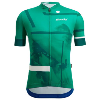 Maillot corto SANTINI Delta Berg verde, perfecto para ciclistas que buscan frescura y estilo