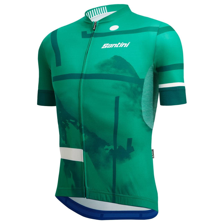 Maillot corto SANTINI Delta Berg verde, perfecto para ciclistas que buscan frescura y estilo