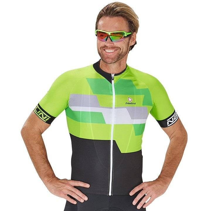 Maillot corto Cervino NALINI en verde y negro, perfecto para ciclistas