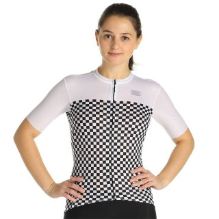 Maillot corto mujer SPORTFUL Checkmate negro y blanco, comodidad y estilo para ciclistas