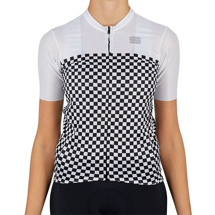 Maillot corto mujer SPORTFUL Checkmate negro y blanco, comodidad y estilo para ciclistas