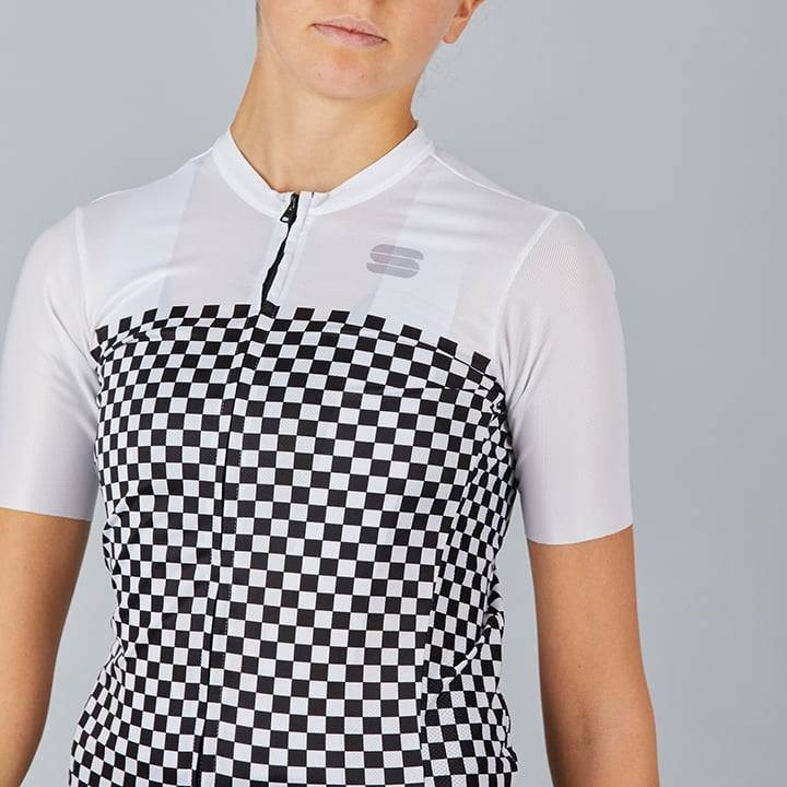 Maillot corto mujer SPORTFUL Checkmate negro y blanco, comodidad y estilo para ciclistas