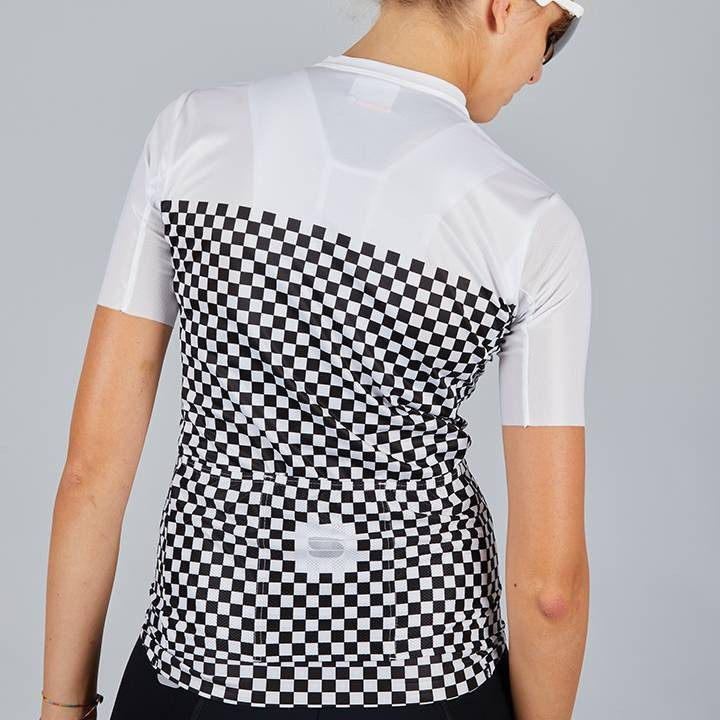 Maillot corto mujer SPORTFUL Checkmate negro y blanco, comodidad y estilo para ciclistas