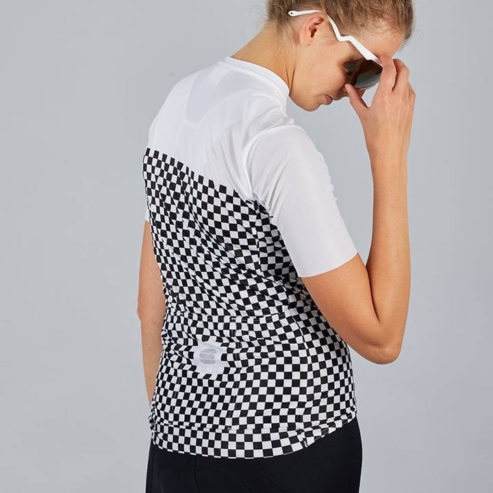 Maillot corto mujer SPORTFUL Checkmate negro y blanco, comodidad y estilo para ciclistas