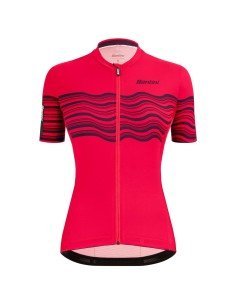 Maillot de ciclismo corto para mujer SANTINI en fucsia, comodidad y estilo en cada pedaleada
