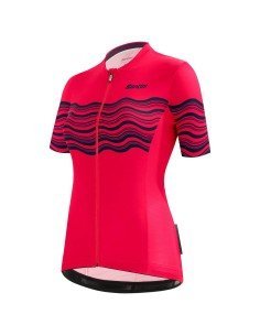 Maillot de ciclismo corto para mujer SANTINI en fucsia, comodidad y estilo en cada pedaleada 2