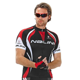 Maillot corto NALINI Predazzo en rojo, negro y blanco para ciclistas cómodos y con estilo