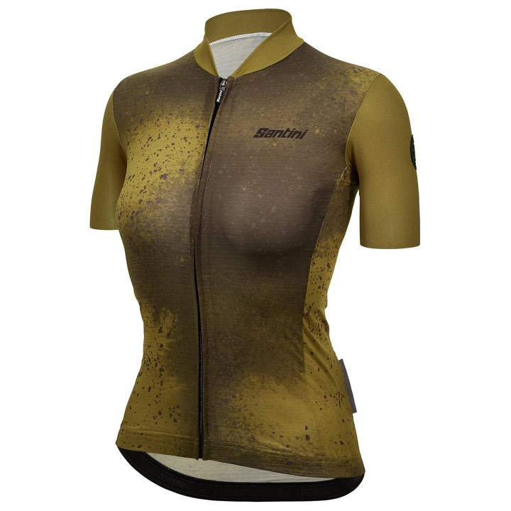Maillot corto de ciclismo para mujer SANTINI en fango oliva, comodidad y estilo en cada pedaleada