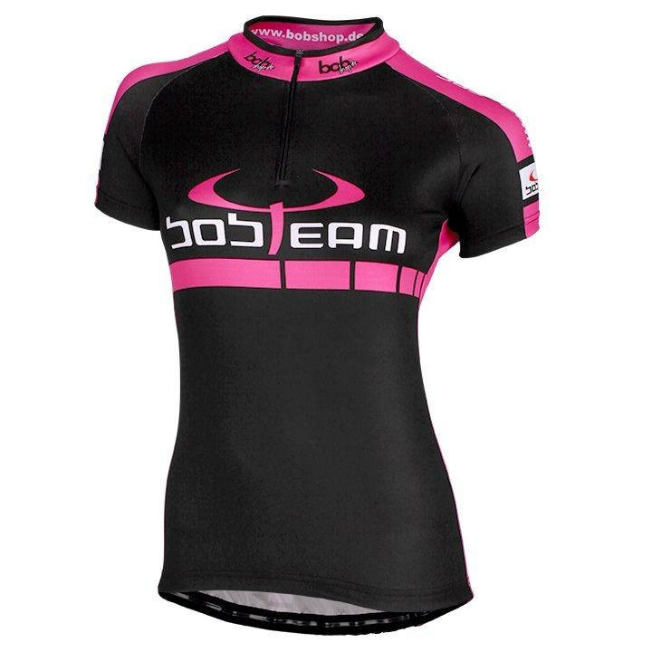Maillot de ciclismo corto para mujer en fucsia y negro que combina estilo y comodidad