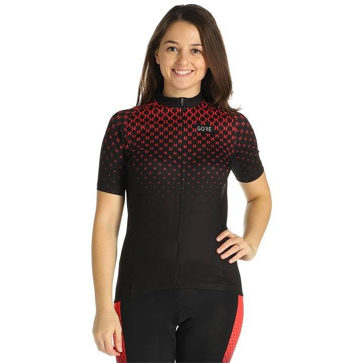 Maillot corto para mujer Hakka en fucsia y negro, ideal para ciclistas