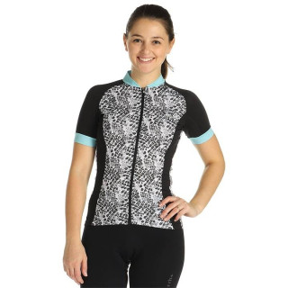 Maillot corto para mujer RH+ Venere en negro, gris y azul claro, ideal para ciclistas