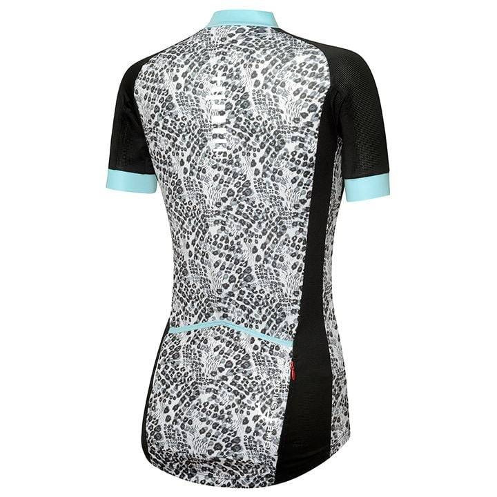 Maillot corto para mujer RH+ Venere en negro, gris y azul claro, ideal para ciclistas