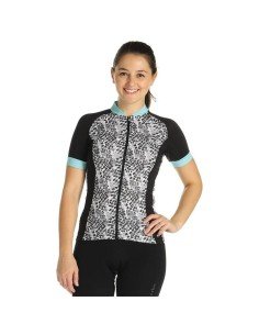 Maillot corto mujer Venere en negro, gris y azul claro de RH+ para ciclistas con estilo