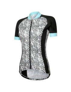 Maillot corto mujer Venere en negro, gris y azul claro de RH+ para ciclistas con estilo 2