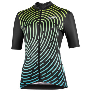 Maillot corto NALINI para mujer en negro y amarillo neón, ideal para ciclistas