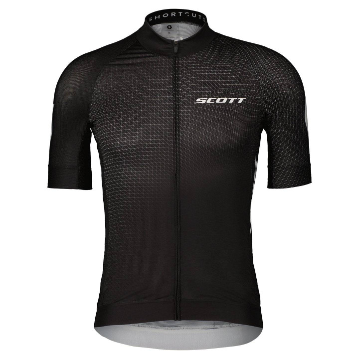 Maillot SCOTT RC Pro corto en negro y blanco para ciclistas que buscan comodidad y frescura