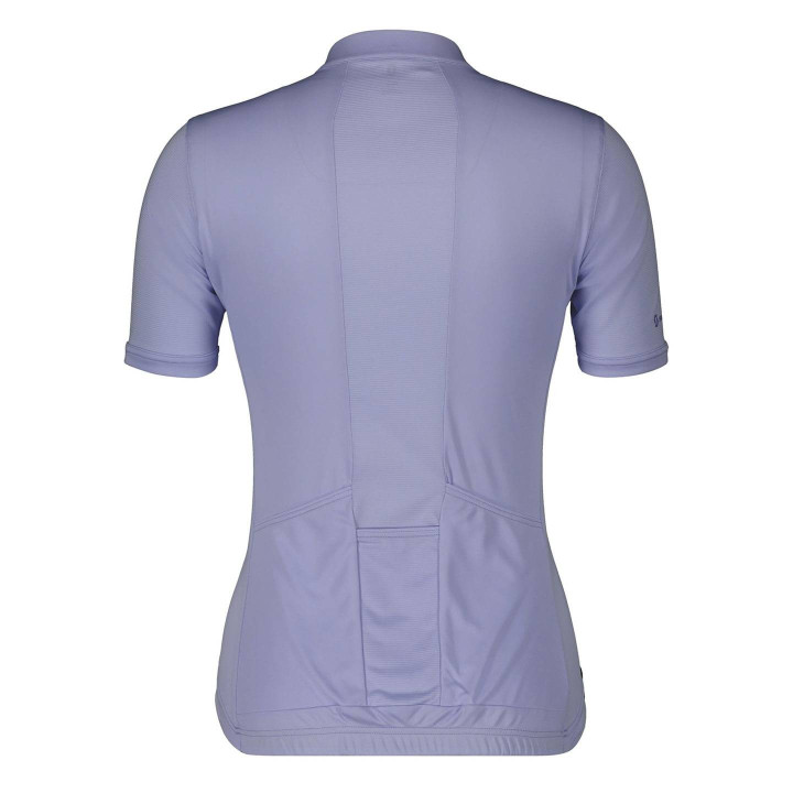 Maillot corto mujer SCOTT Endurance 10 en lila y azul, perfecto para tus rutas en bici