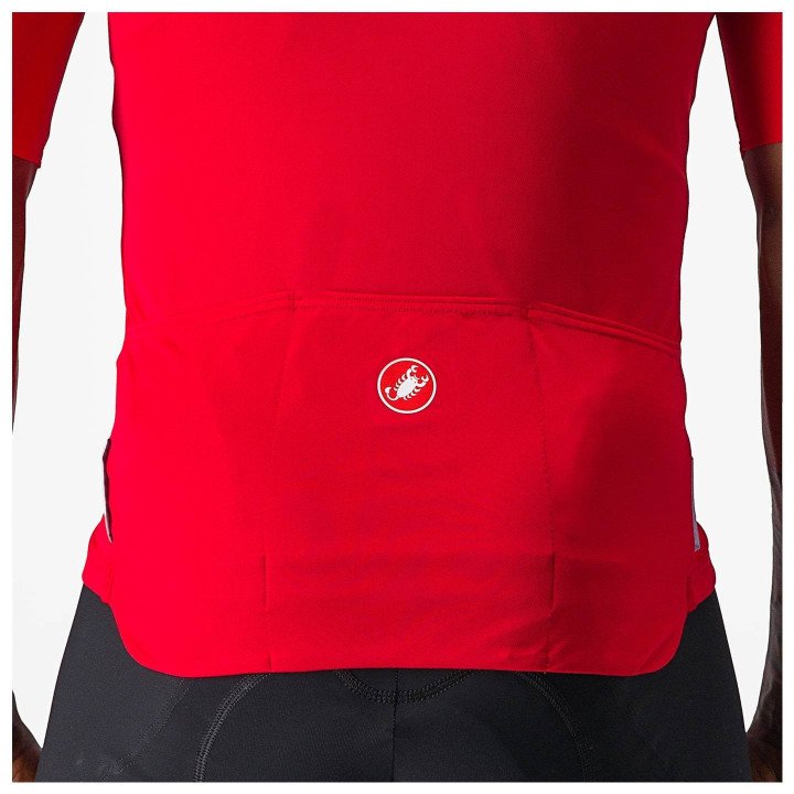Maillot Prologo 7 rojo y plateado de CASTELLI para ciclistas que buscan estilo y comodidad