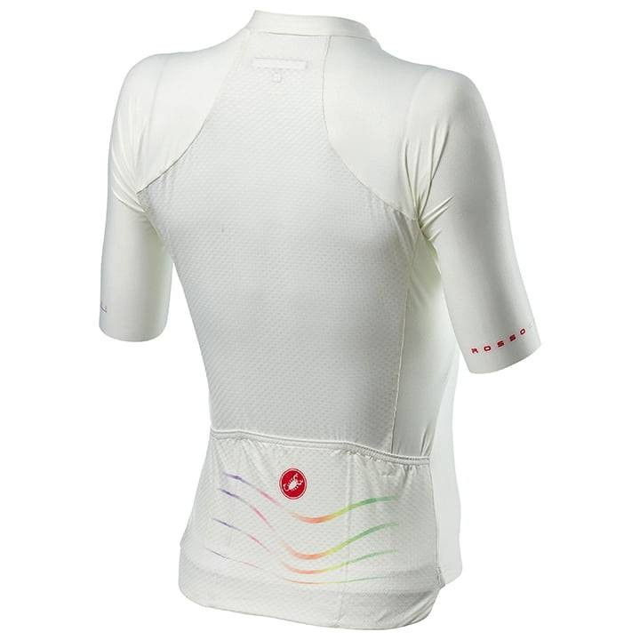 Maillot Aero Pro blanco para mujer de Castelli, estilo y comodidad en tus rutas de ciclismo