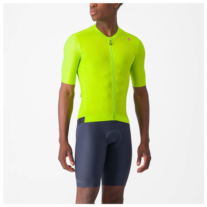 Maillot corto Espresso verde neón de Castelli: comodidad y estilo para tus rutas de ciclismo