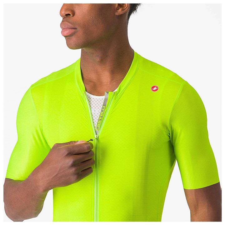 Maillot corto Espresso verde neón de Castelli: comodidad y estilo para tus rutas de ciclismo
