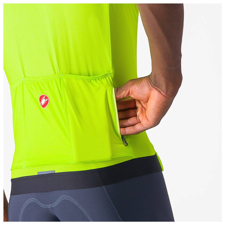 Maillot corto Espresso verde neón de Castelli: comodidad y estilo para tus rutas de ciclismo