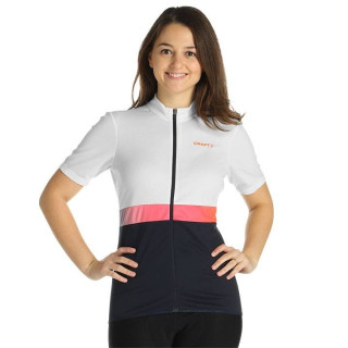 Maillot de ciclismo corto para mujer CRAFT en fucsia, azul y blanco