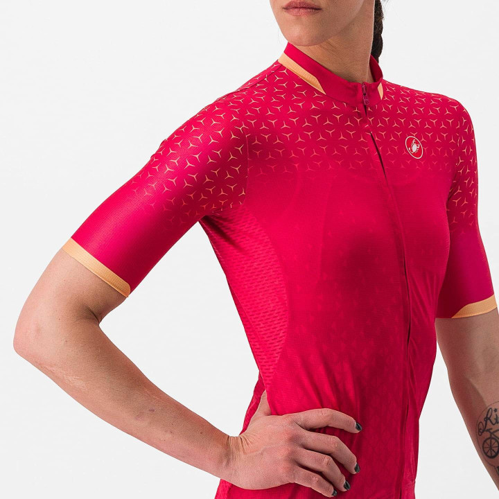 Maillot de ciclismo corto para mujer en rojo Dolce de CASTELLI, comodidad y estilo en cada pedalada