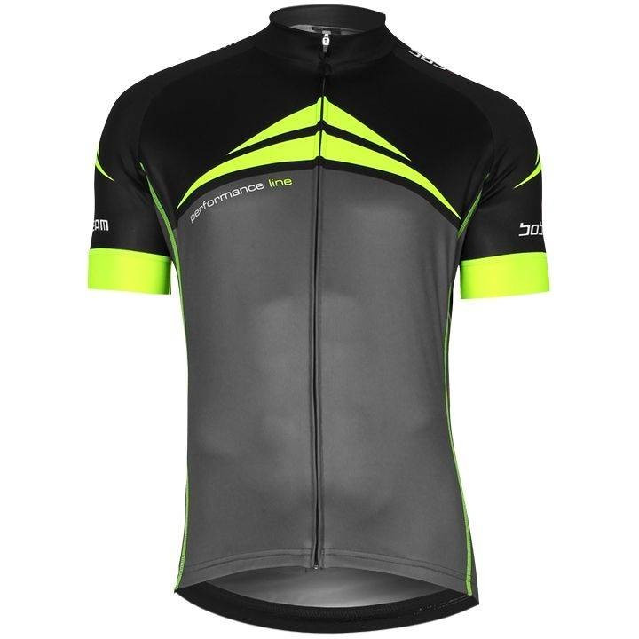 Maillot de Ciclismo BOBTEAM: Rendimiento y Estilo en Negro, Gris y Amarillo Neón