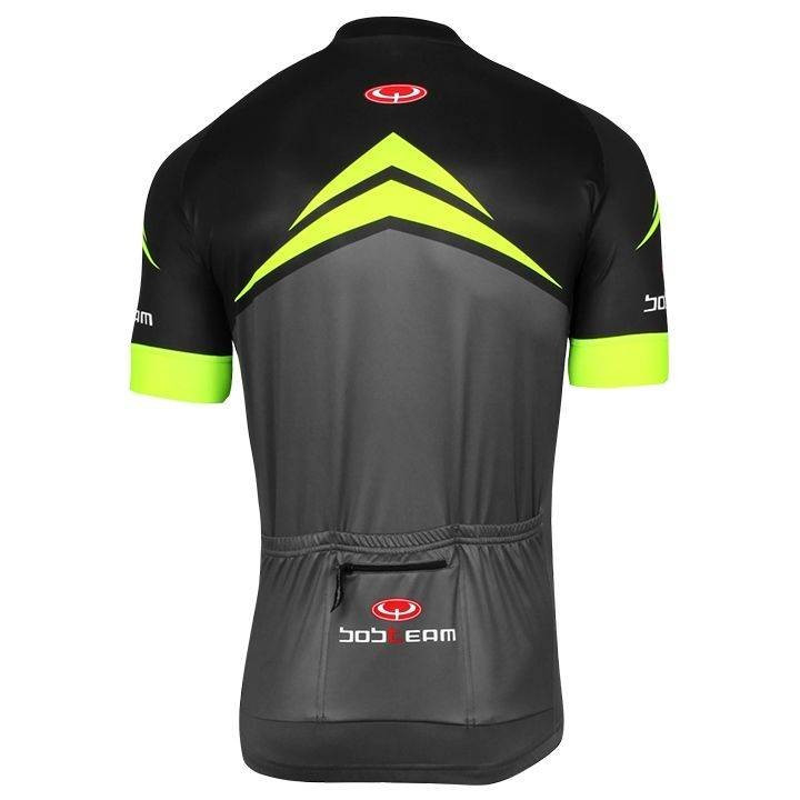 Maillot de Ciclismo BOBTEAM: Rendimiento y Estilo en Negro, Gris y Amarillo Neón