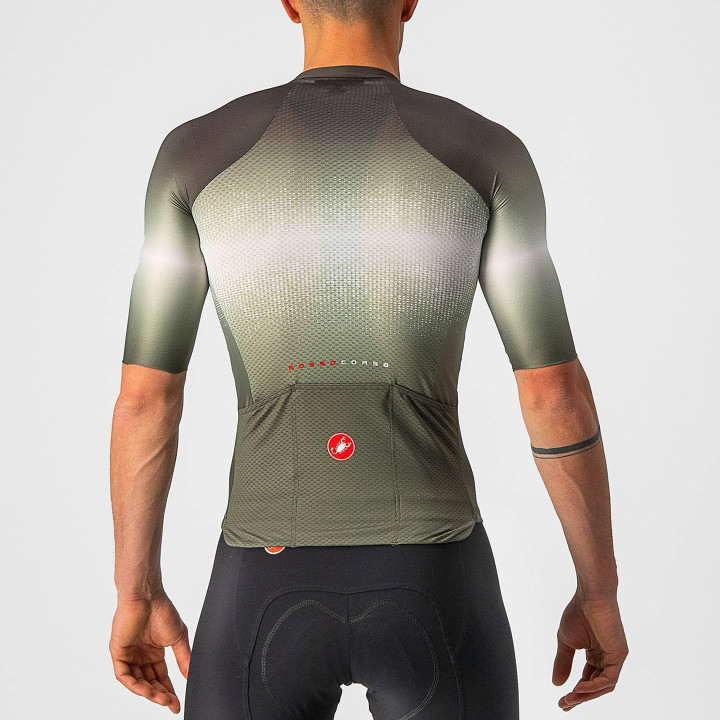 Maillot Aero Race 6.0 verde y negro de Castelli para ciclistas que buscan rendimiento y comodidad