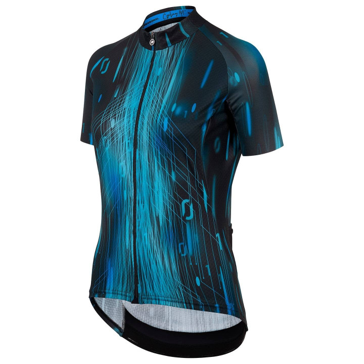 Maillot corto mujer ASSOS Uma GT c2 Drophead en azul y negro para ciclismo cómodo y fresco