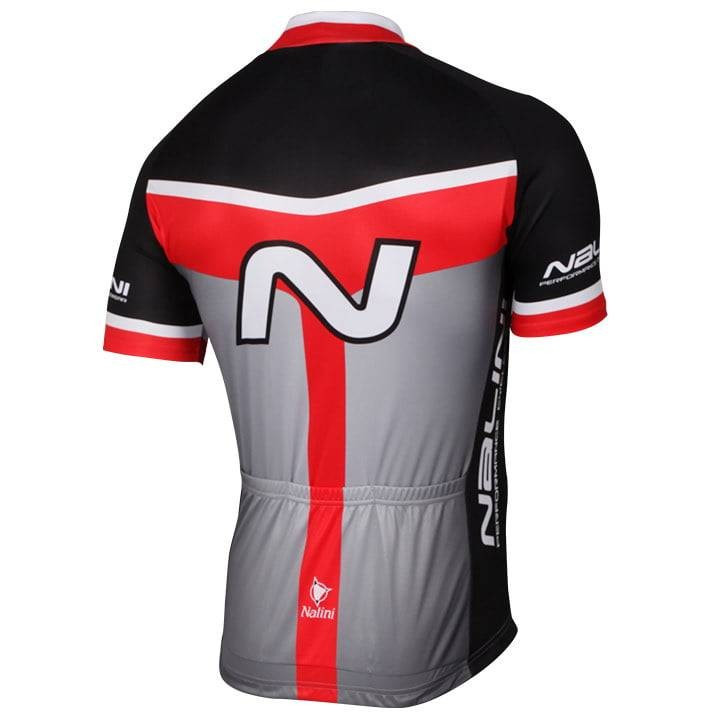 Maillot corto Navision NALINI en rojo, negro y gris para ciclistas cómodos y frescos
