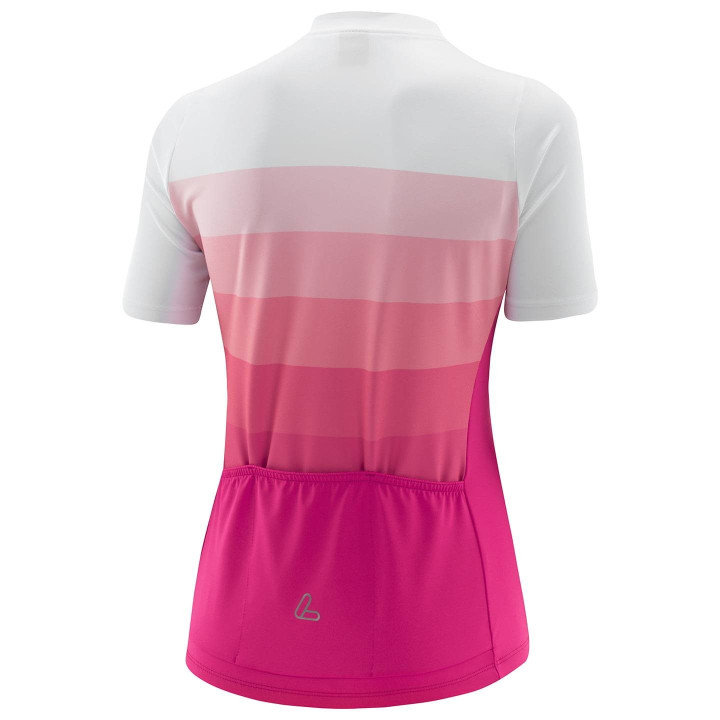 Maillot corto mujer LÖFFLER Rainbow fucsia y blanco, ideal para ciclistas